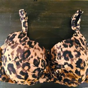 Swimsuits for All 24 44D Bikini Top Leopard Print